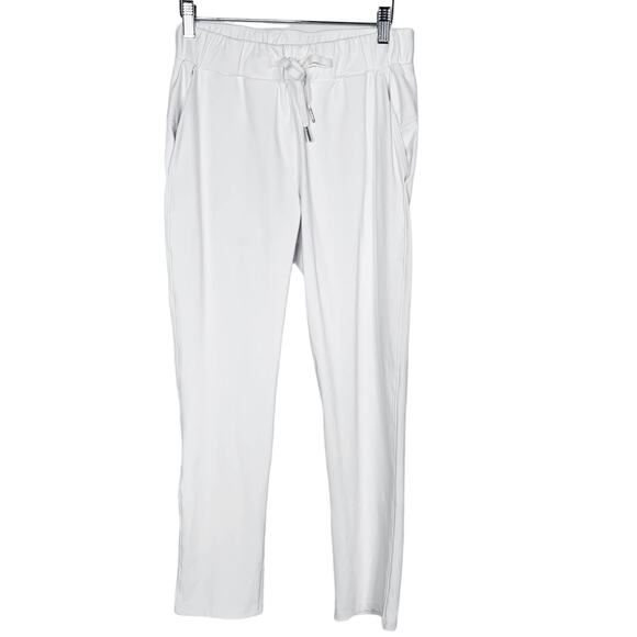 New Womens Small S White Joggers Pants Pockets Sweatpants Drawstring Lounge - Picture 1 of 9